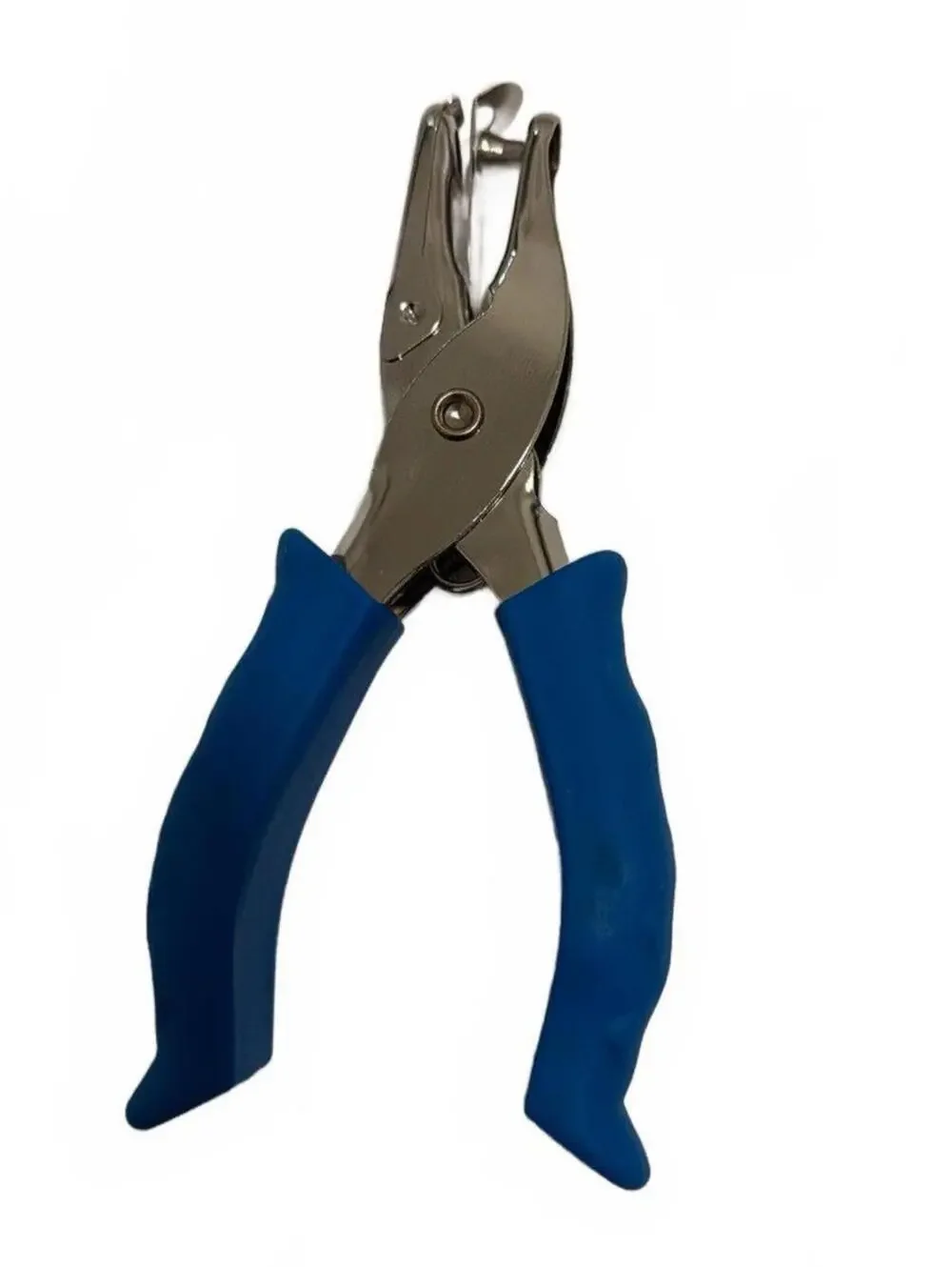 Handheld Hole Puncher with Blue Grip Office Tool